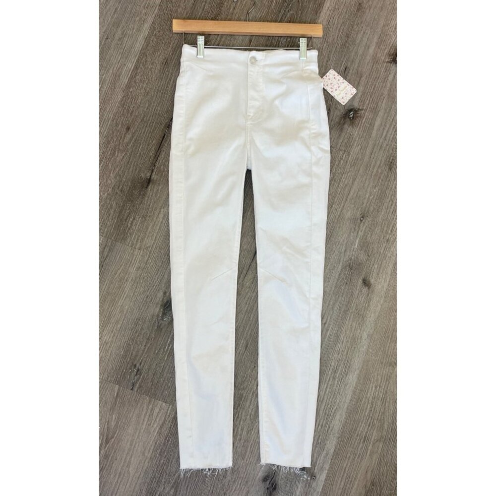 We The Free White Jeans Size 26 NWT Skinny Stretch‎ High Rise High Waist Raw Hem